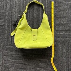 Portland leather. Chartreuse Suede Shoulder Hobo Bag
